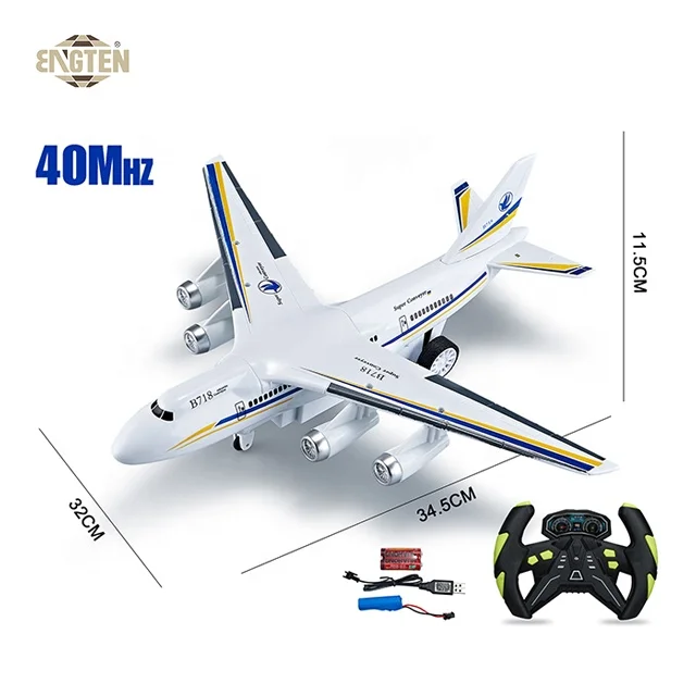 RC Airplane 4CH Steering Wheel Electric Remote Control Airliner Indoor Outdoor for Kids