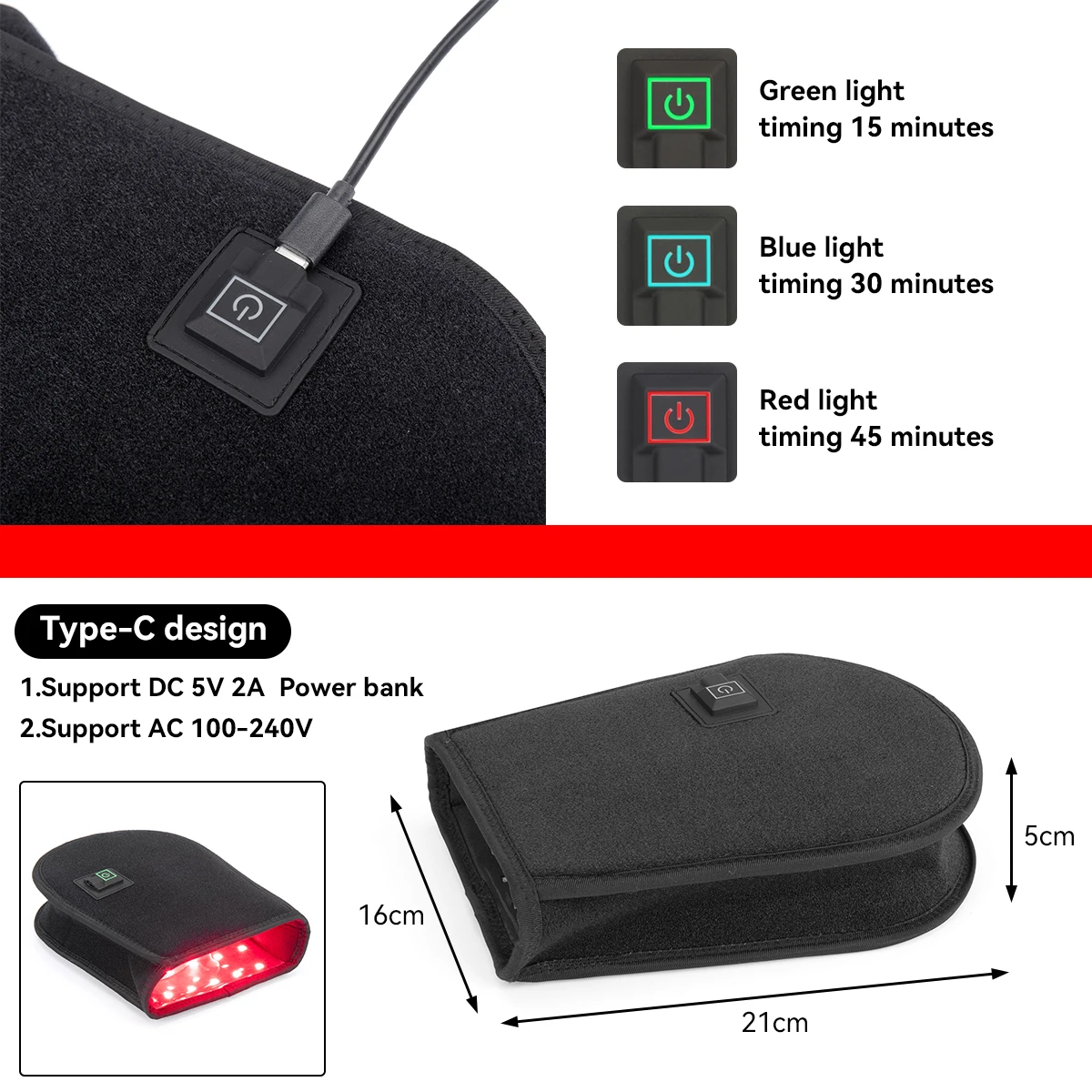 Sunsred 660nm 850nm Photon Led Light Therapy Hand Fingers Wrist Red Light Therapy glove Device