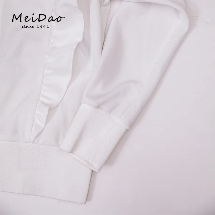 MEIDAO-030097 Smart White Casual Bomber Jacket With Stand Collar And Zipper For Ladies