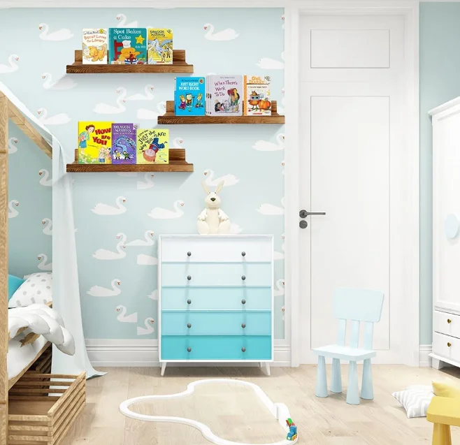 Wholesale custom high quality brown vintage wall shelf wall mounted shelf wooden wall shelf