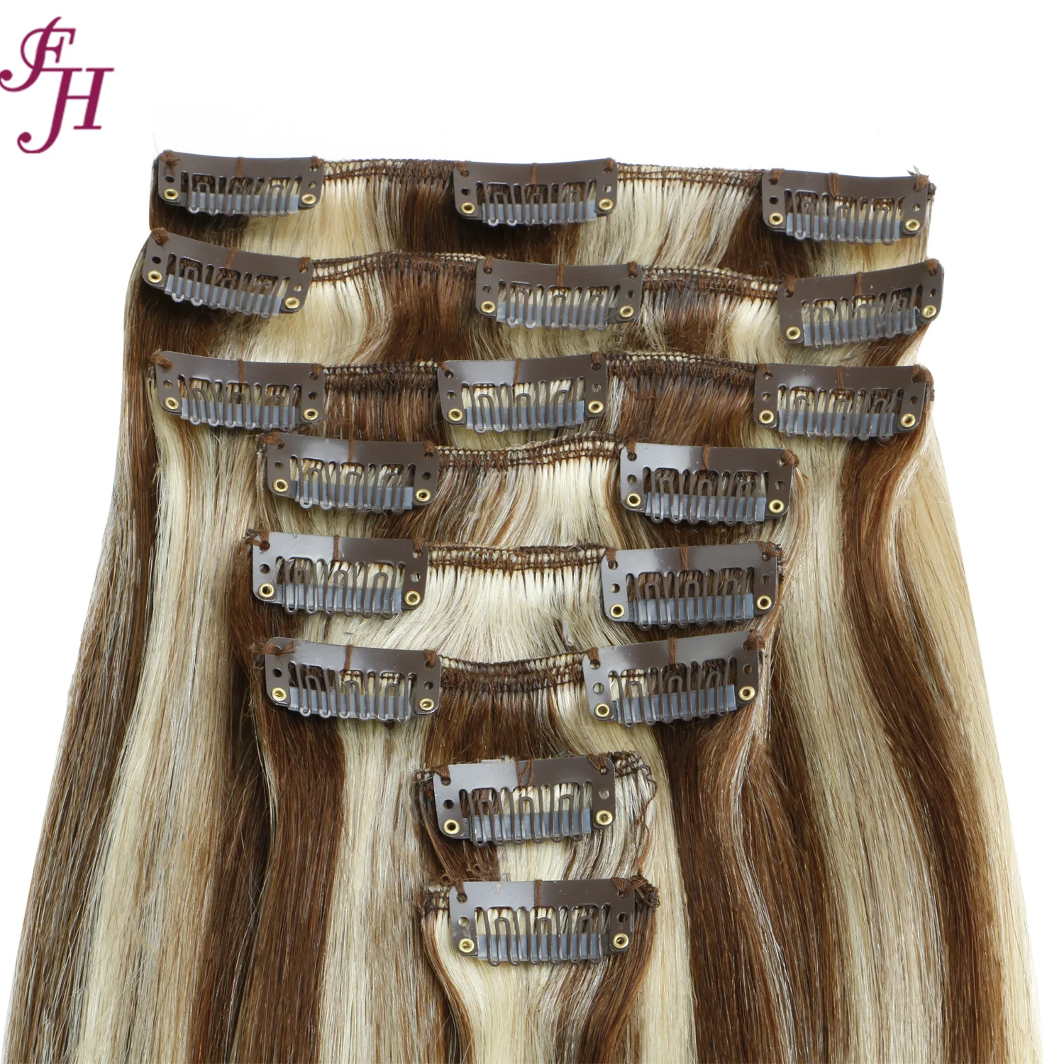 FH wholesale double weft drawn remy clip ins natural virgin hair clip in extensions clip in hair extensions 100% human hair