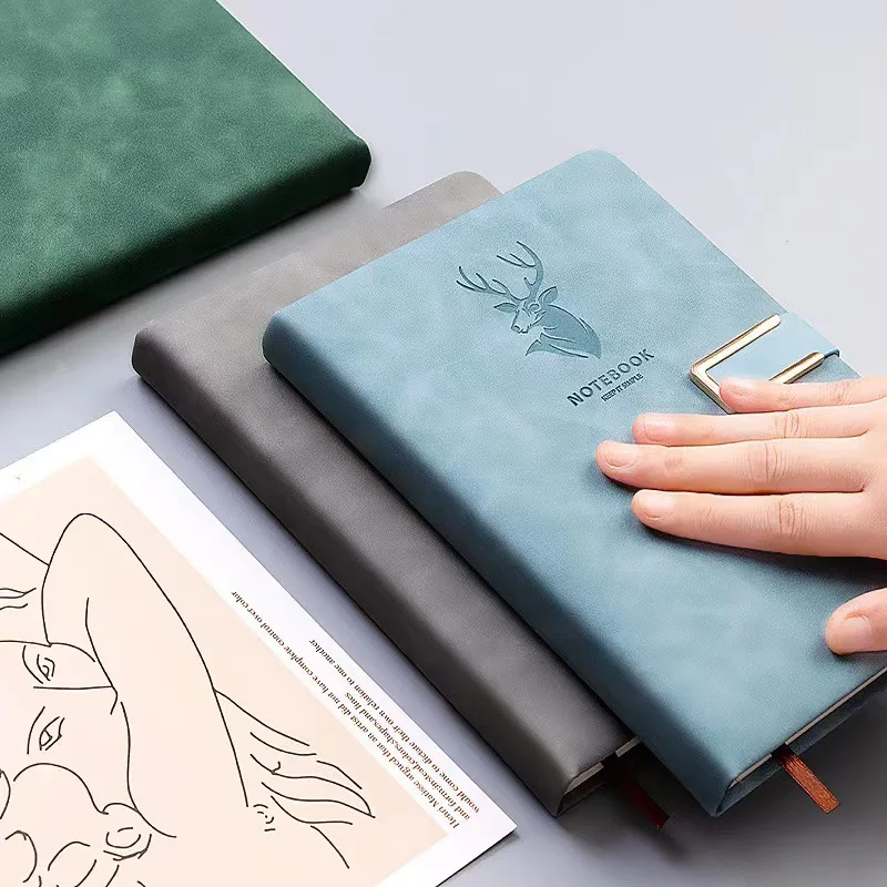 2023 Embossed Logo Office School A5  Leather HardCover Notebook with Round Corner  Customizable Bulk  Leather Bound Cover Custom