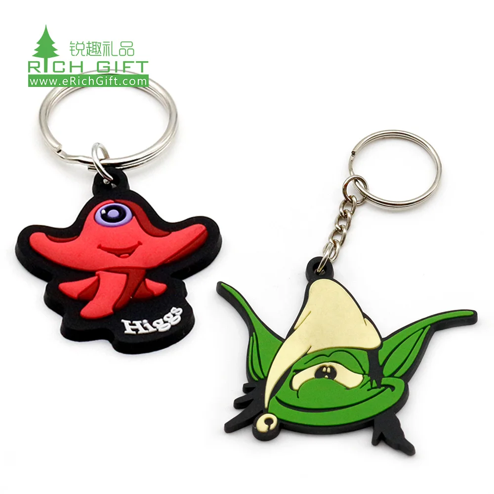 Hot selling custom fashion 3d mini sneaker cartoon animal color filled clear hard soft pvc rubber cute keychains for kids gift