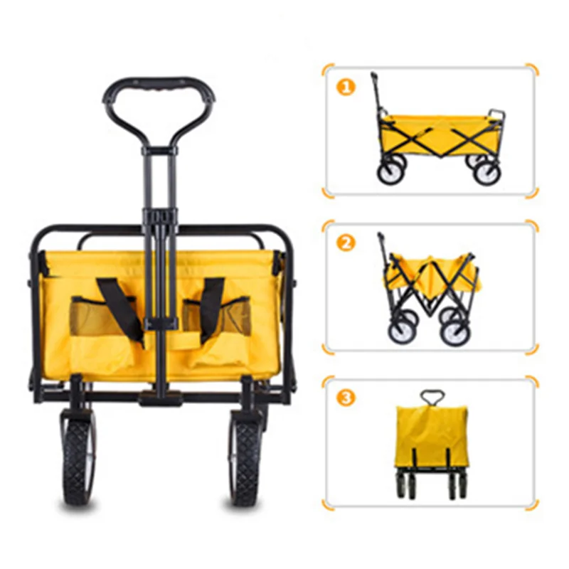 Stock Europe Supermarket hot sell Mini Camping trolley folding wagon carts foldable outdoor utility wagon