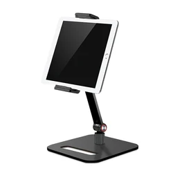 Double arm design flexible swivel adjustable desktop tablet stand aluminium foldable phone stand