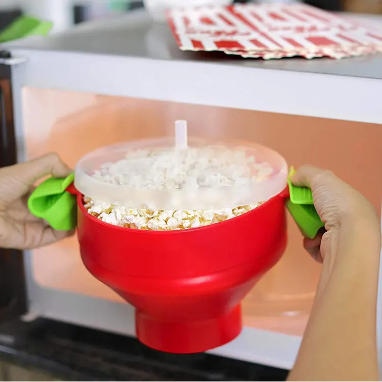 Silicone Microwave Popcorn Popper With Cover Collapsible Bowl Popcorn Making Quick and Easy Popcorn Making Bowl