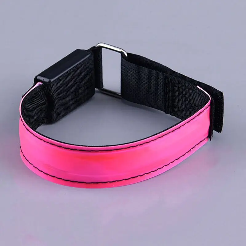 Wholesale popular slap adjustable reflective running nylon flashing bracelet light wristband usb light armband led arm band
