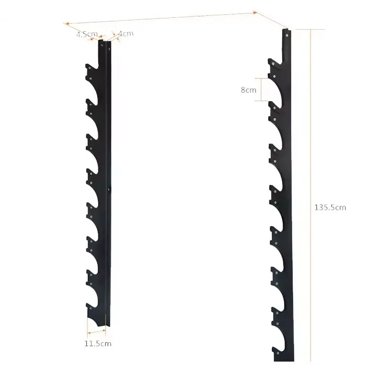2024 High Quality Wholesale Gym Barbell Rack Wall Mounted 8 Pieces Ob Barbell Rack Horizontal Bracket