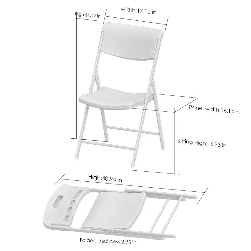 Hot Product 44*52*80cm Portable Backrest Foldable Plastic Folding Chair for Events