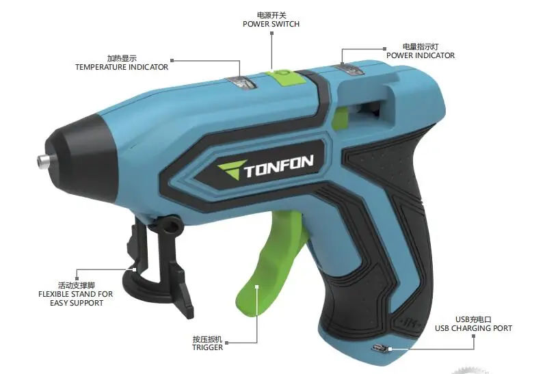 Craft Glue Gun 3.6V Cordless Hot Melt Mini Glue Gun DIY with 10 Sticks for Crafts School Repairs and Day Project Adjustable 0.2A