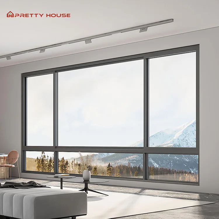 Residential Balcony Waterproof Big Glass Aluminum Sliding Window