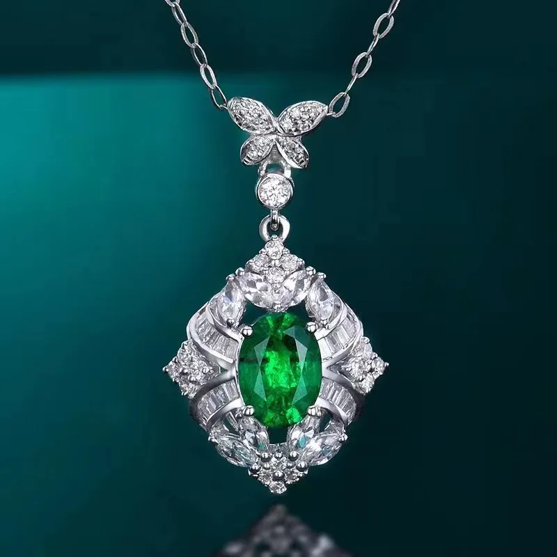 SGARIT custom fine jewelry Zambia 18k gold 0.72ct natural vivid green emerald necklace pendant necklace women natural gemstones