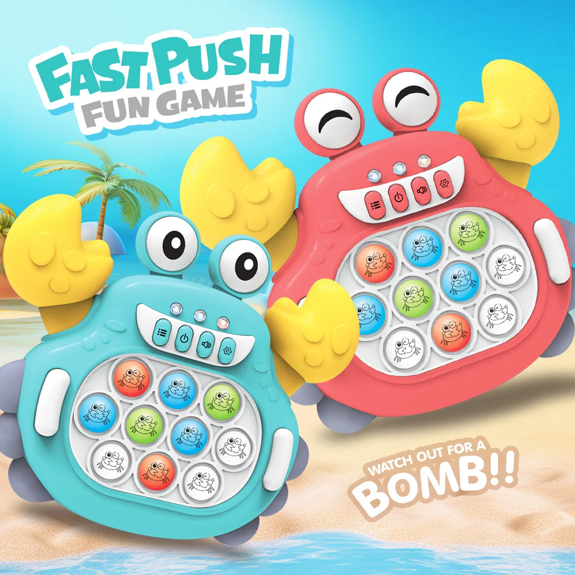 New children educational push-button game machine cute animal fast push game pop it bubble decompression toys