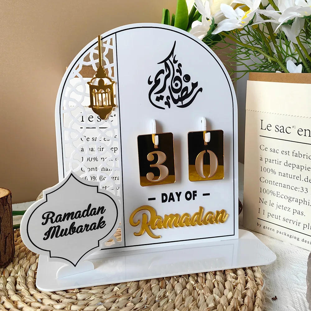 Ramadan Mubarak Advent Calendar EID Mubarak Countdown Calendar Muslim Acrylic Crafts Ornaments Gifts for Home Decorations