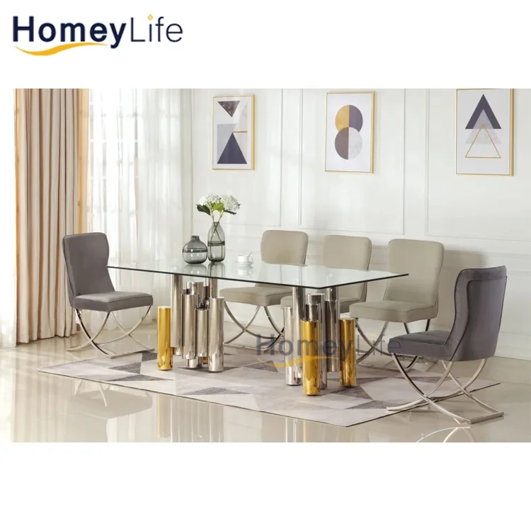 Custom modern marble dining table set 8 seater for city home furniture image