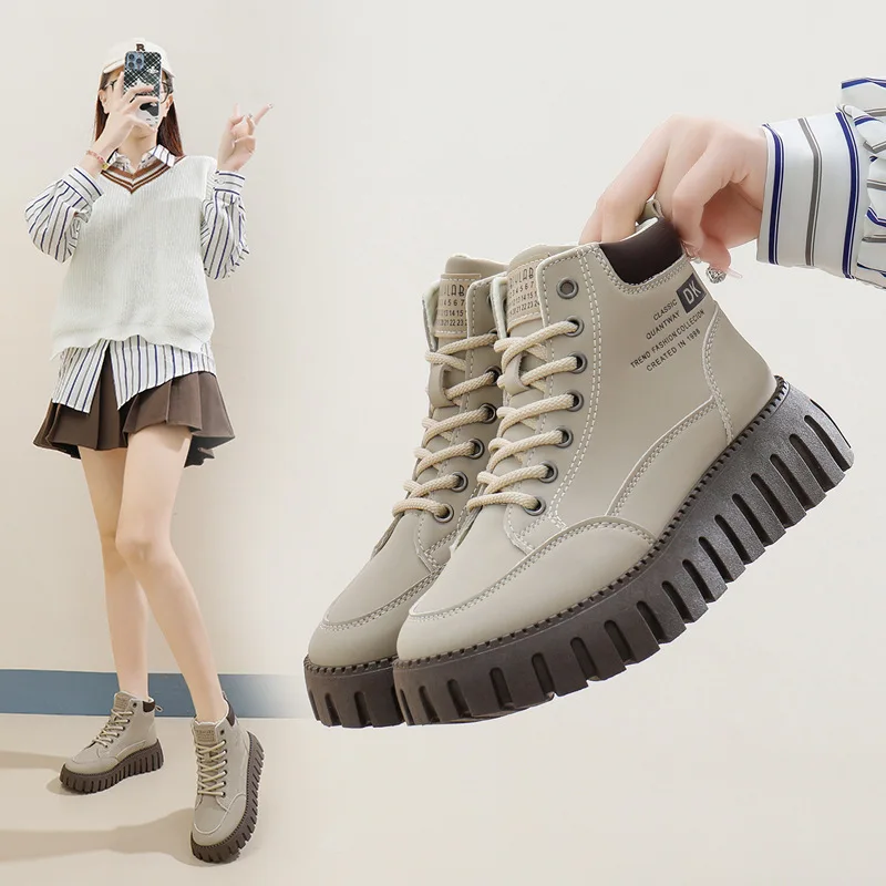 Wholesale Thick Sole Boots Fashion Lightweight Comfort High-top Outdoor Boots Women Shoes Casual Shoes Woman Fashion Sneakers