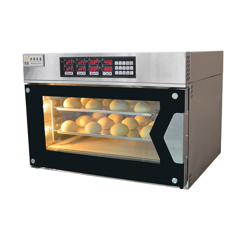 Top quality Multifunctional digital computer control 1-layer 4-tray countertop electric commercial hot air convection oven