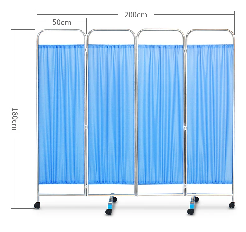 Factory price  201 Stainless Steel 4 Folding Partition medical Ward Screen for Hospital