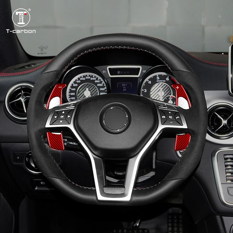 T-carbon Car Interior Accessories Steering Wheel Carbon Fiber Shift Paddle Fit Mercedes 2012 E63 C63 GLC AMG Paddle Shifter