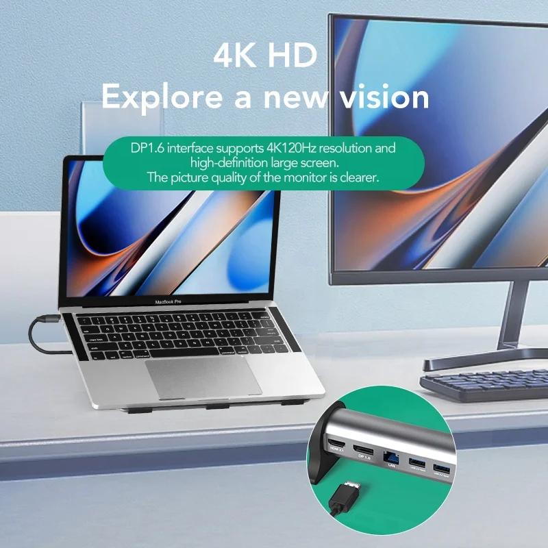 PD Charging SD TF Card Reader 11 in 1 USB C HUB OTG Card Reader Ethernet Adapter USB C Stand for Laptop Docking Station