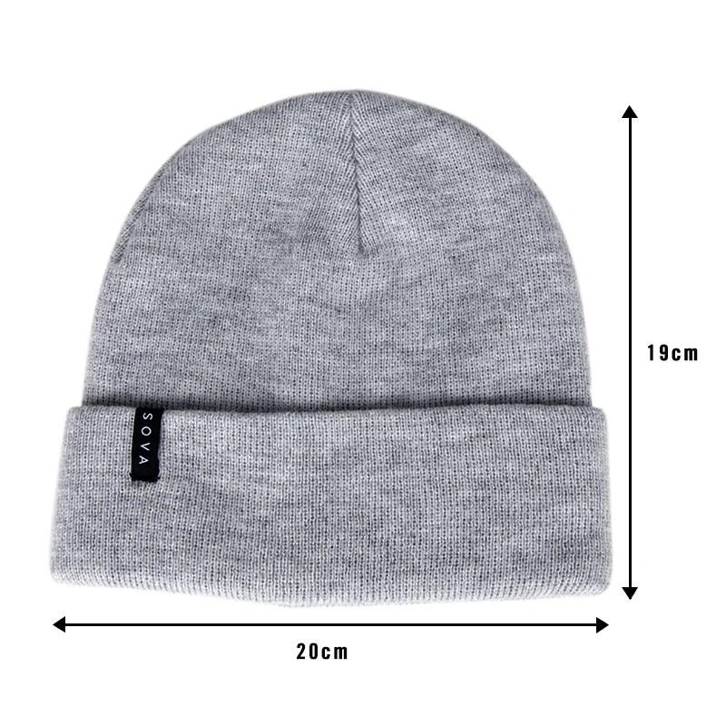 Various Size Acrylic Knit Hat Winter Beanie for Kids Youth Adults with Woven Label Patch Promotion Knit Hat