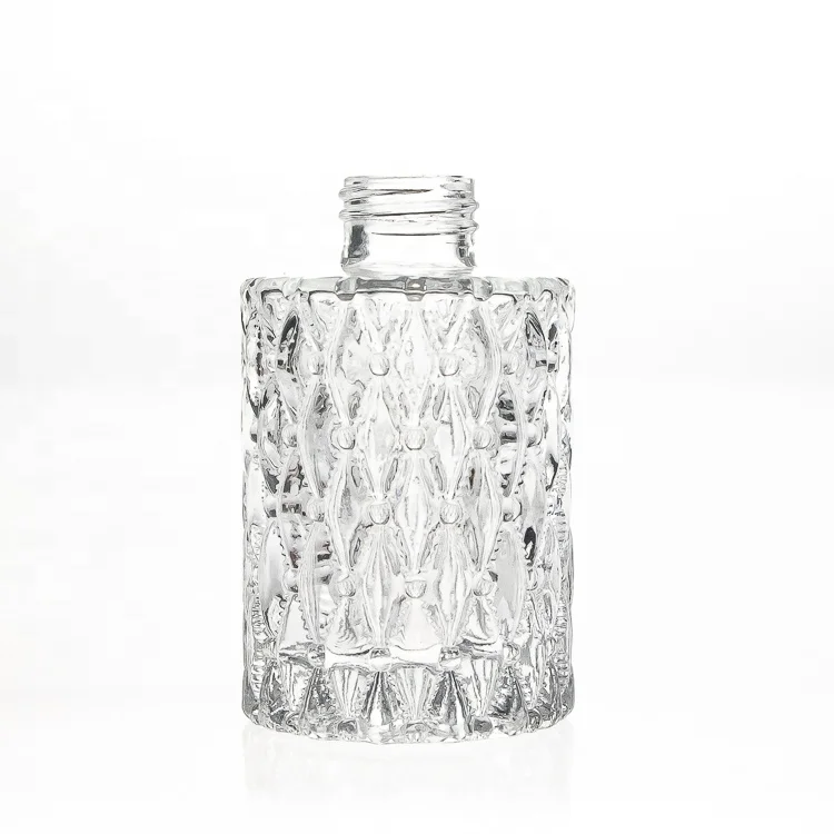 Hot Selling 150 ml Embossed Diamond Printed 5 oz Empty Round Water Diffuser Glass Bottle Wholesale