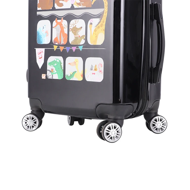 High quality red cartoon girl colourful travel trolley luggage bag