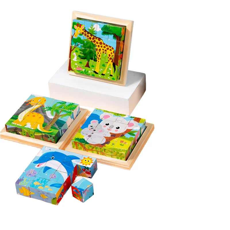 Unisex Wooden Vehicle Puzzles Toddlers Educational Developmental Cartoon Toy Montessori Color Shapes Learning Toy for Baby Wood