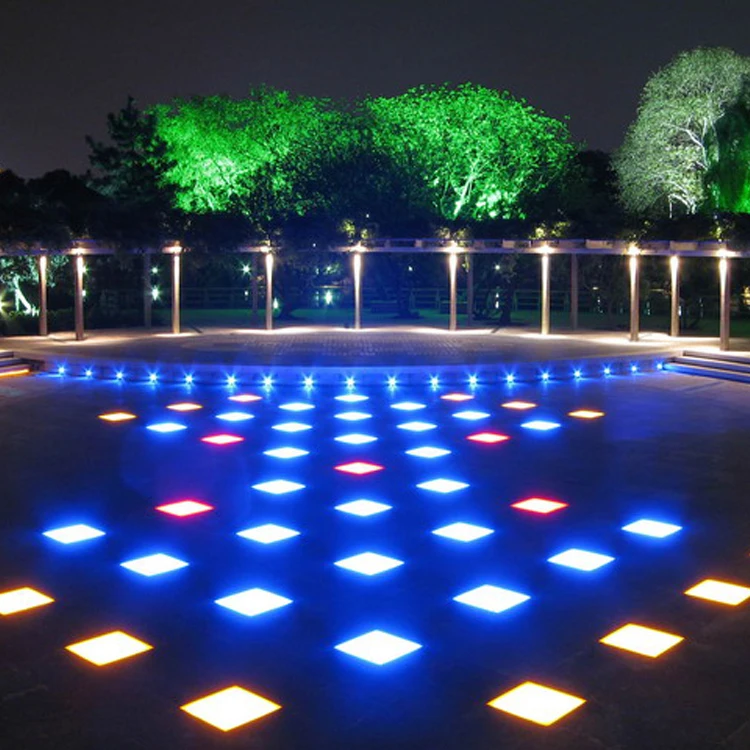 Paver light Round square IP67 12W RGB RGBW illuminated stairs up luminous stone Landscape Lamps outdoor LED Brick Lights