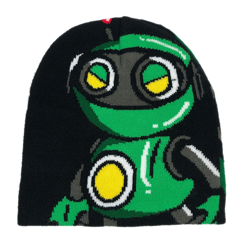 High quality winter jacquard knit toque beanie cap for men women Custom logo acrylic animals character cuffless skull hats