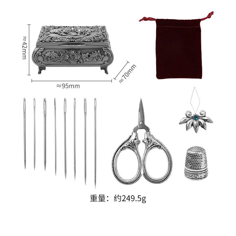 New Arrival Hand Sewing Tool Needlework Storage Box Vintage Metal Sewing Kit Set