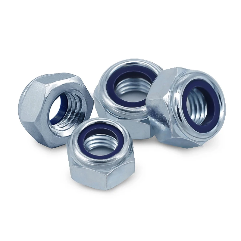Carbon Steel Blue Zinc Plated Galvanized ZP GAL ASTM A325 A307 GR2 GR5 193 Hex Hexagon Nylon Insert Locking Nut DIN982 DIN985