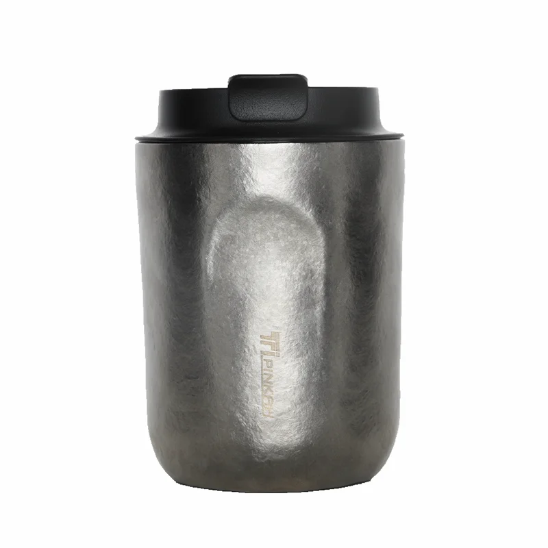 PINKAH custom logo eco reusable leakproof 8oz double wall Titanium vacuum coffee mug on the go for travel camping