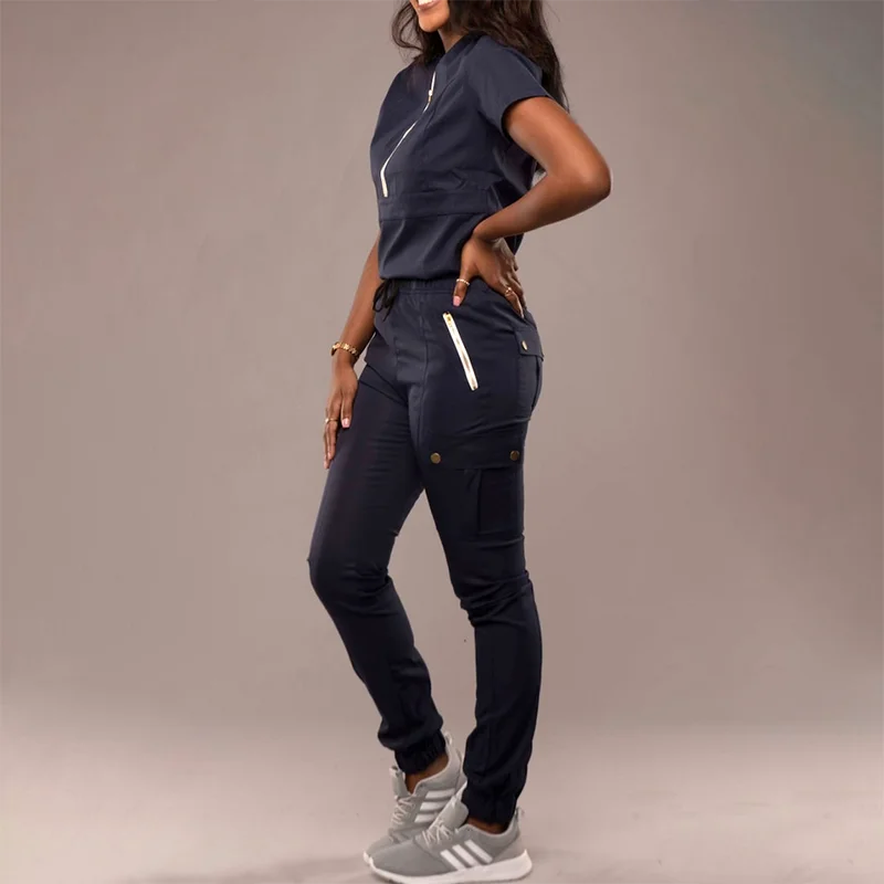 Factory women scrubs uniforms sets polyester spandex plus size jogger fashion nursing medical nurse scrubs uniforms sets nurse