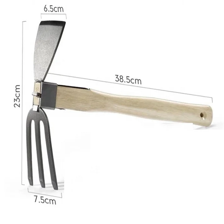 
China made hot selling European stainless steel gardening small harrow and hoe with wooden handle Rake hoe 