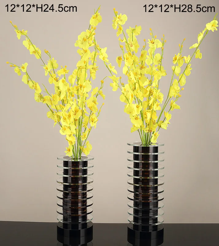 Factory Direct Crystal Flower Vase Ideas Glass Home Decor Modern Large Cylinder Smoke Grey Vase For home decoration