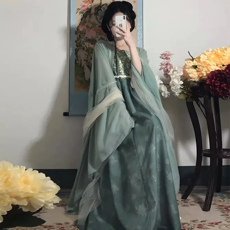 New Fashion Spring Chinese Style Retro Dresses Film and Television Daily Clothing Cos Dress Casual Hanfu Suit for Women and Lady