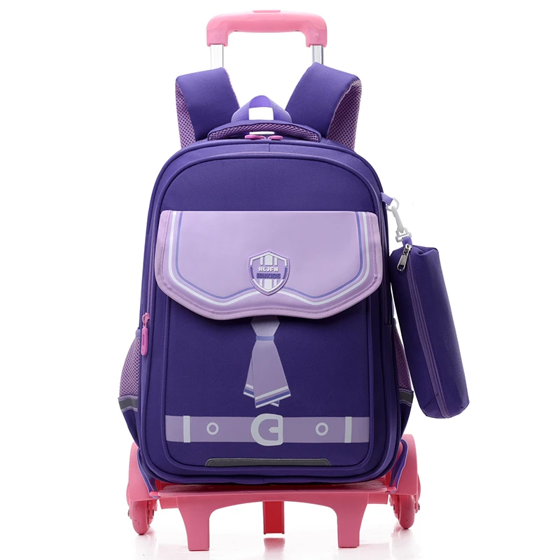 Trolley School Bag with Six Wheels Fashionable School Trolley Bag For Girls Boys Easy Climb Stairs School Bag With Trolley