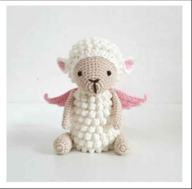 Safe Wooden Baby Rattle Teether Toys Fashion Handmade Soft Animal Shape Sheep Baby Crochet Toys