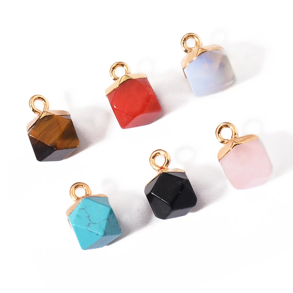 Amiee Jewelry Handmade Stone Pendants Turquoise Opal Gold Irregular Pendant Natural Gemstone Pendants