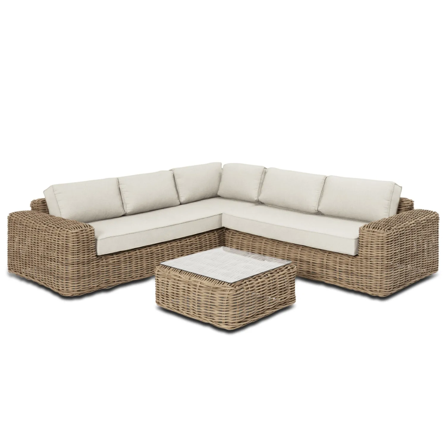 Luxury Modern Waterproof Aluminium Frame L-Shape Sofa Patio Rattan Furniture Outdoor Wicker Sectional Sets Garden Lounge Sofa
