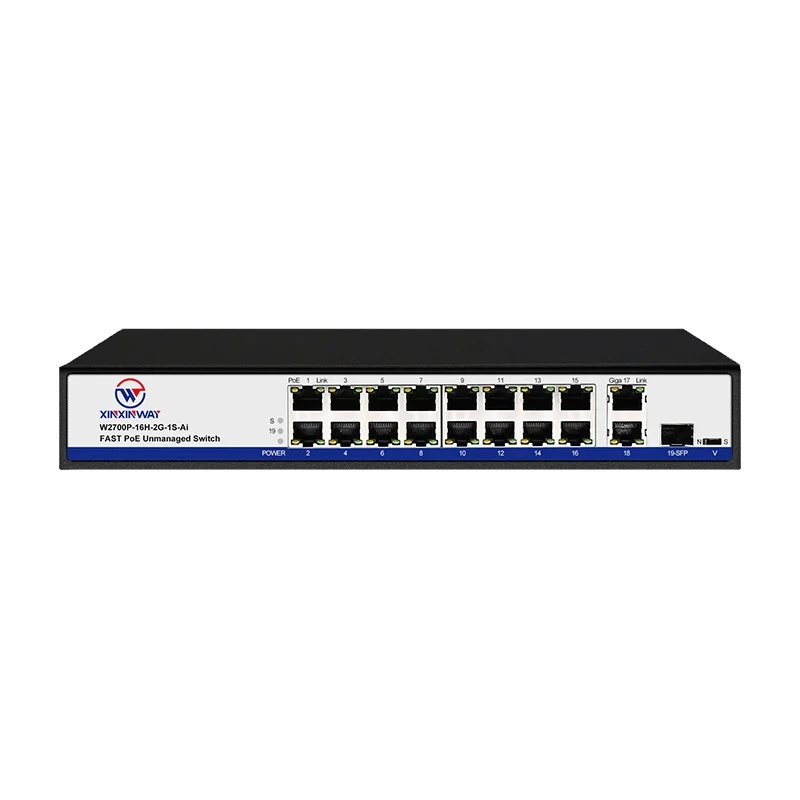 100 м 16 портов 250 poe коммутатор с 2 гигабит rj45 1 uplink SFP 48v ip