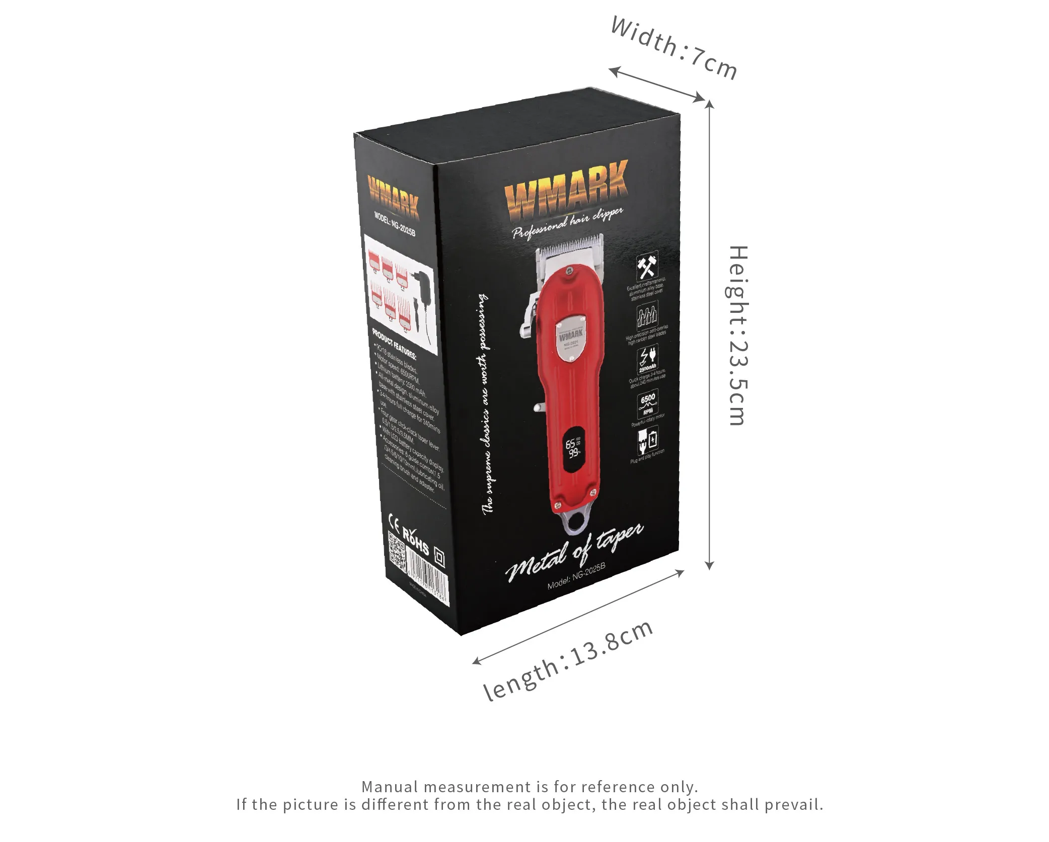 WMARK NG-2025B RTS All Metal Housing Led Display Stainless Blade 6500RPM Professional Hair Trimmer barber Hair Clippers