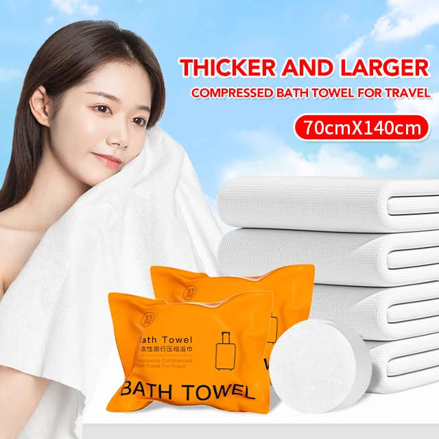 Compression bath towel disposable washcloth Water Absorption facecloth 70*140cm Cotton beach towel Portable bath towel