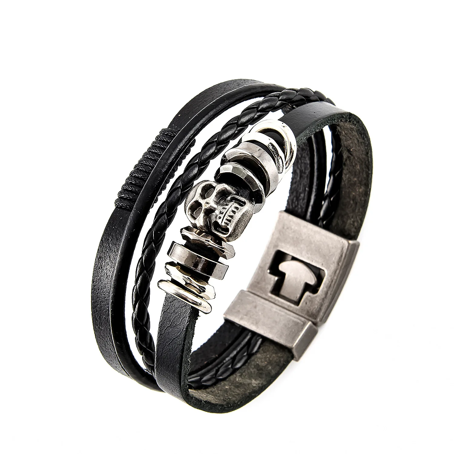 Factory wholesale Punk Bracelet wholesale hot selling simple bracelet fashion leather rope wax thread pair buckle jewelry