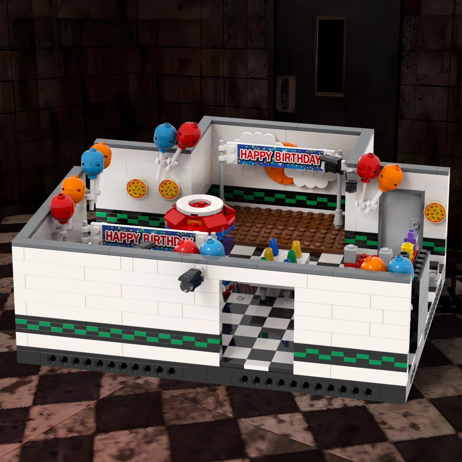 MOC1471-1475 креативная аниме FNAF 2 офисная комната для сцены складское помещение и туалет DIY Модель Сборка конструктор детские игрушки