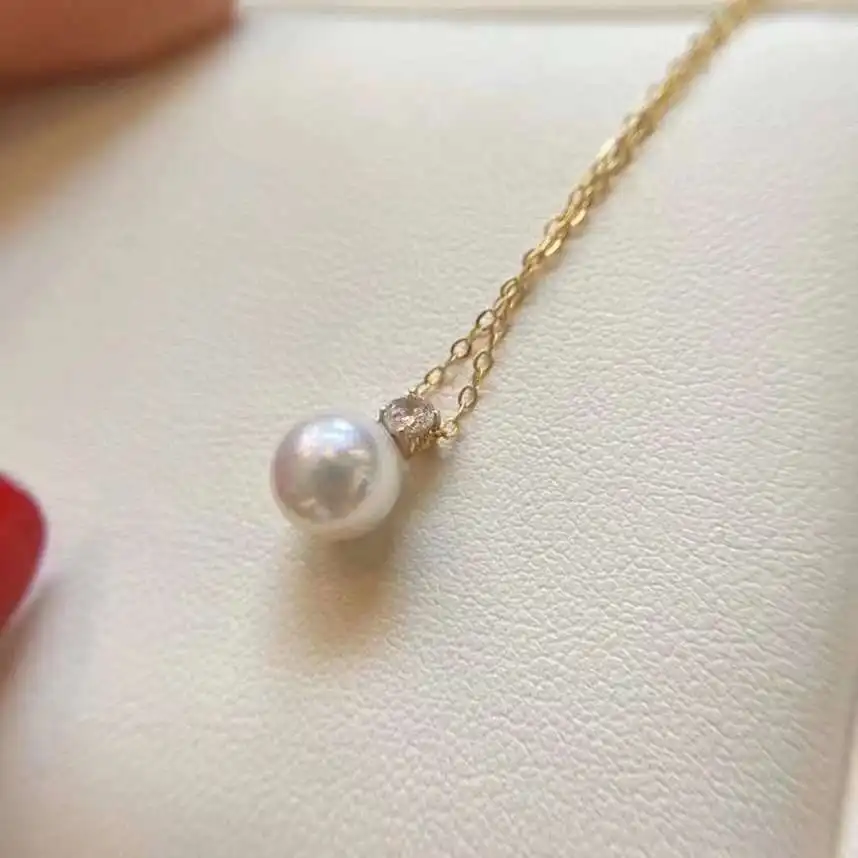 Classic 14K Gold Filled Zircon Inlaid Chain with Round and Slightly Flawless Edison 10-11mm Large White Pearl Pendant Necklace
