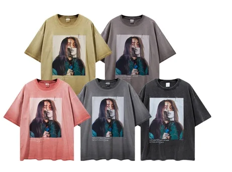 
2021 New Arrival oversized Fashion European unisex Tee Short Sleeve t shirt Custom Pyrograph tee 