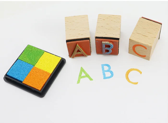 Children DIY stamp  toy  26 letters  Craft Ink Pad wood Stamps Printing package set  for Kids Scrapbooking