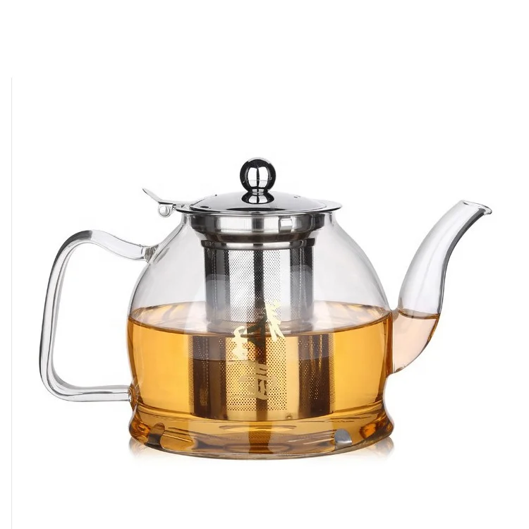 1200ml Transparent high borosilicate teapot heat resistant glass tea pot with infuser